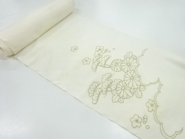 JAPANESE KIMONO / ANTIQUE BOLT FOR KIMONO / SILK / PINE & UME